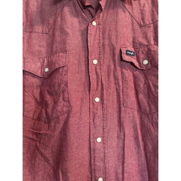 Wrangler Pearl Snap Shirt Womens Medium Red Long Sleeve Cowboy Rodeo Vintage - Picture 2 of 7